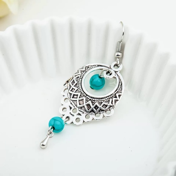 Tibetan dream catcher silver and turquoise earring - Picture 5 of 5
